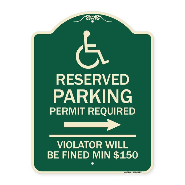 Signmission Modern Isa Connecticut Reserved Parking Permit Required Violators Fin Alum, 24" x 18", G-1824-23872 A-DES-G-1824-23872 - main
